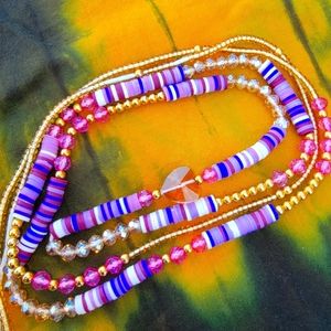 Purple white gold lavender 💜 handmade waistbeads